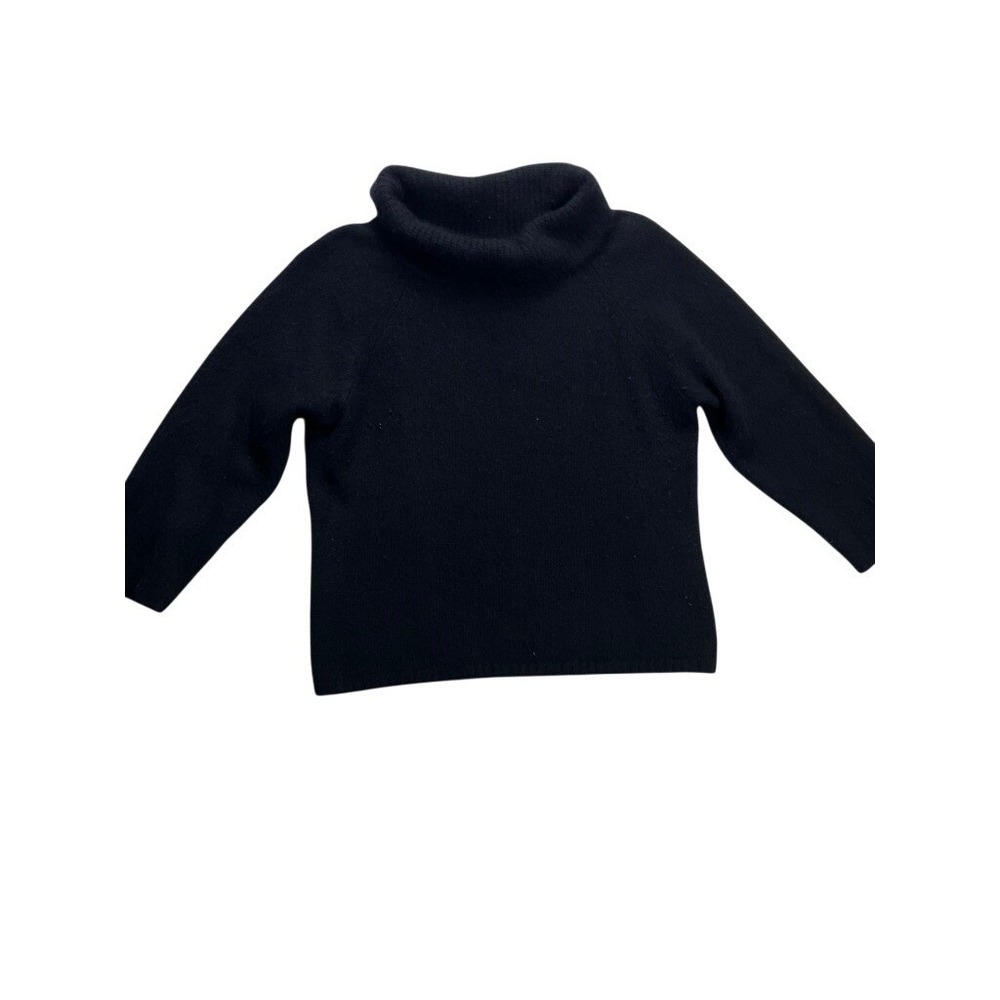 Vintage Rafaella Sweater Womens XL Black Angora Lambswool Cowl Neck Fuzzy Y2K